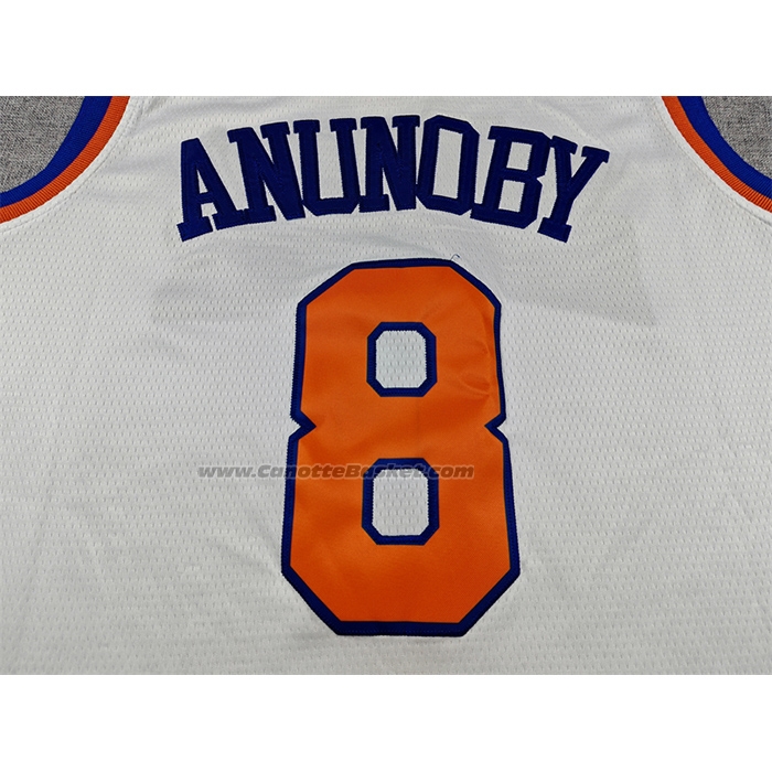 Maglia New York Knicks Og Anunoby No 8 Association 2025-26 Bianco